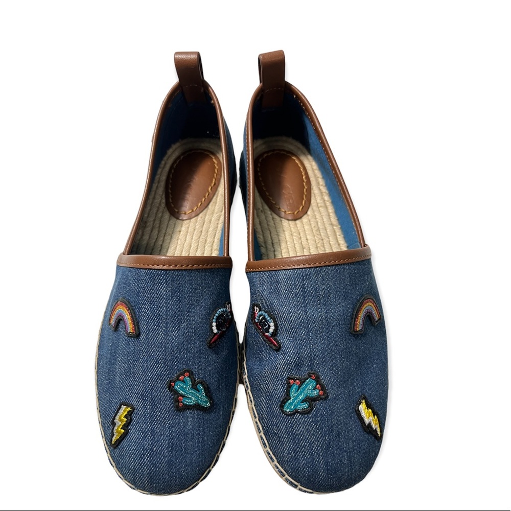 Coach Denim Slip-on Carson ESPADRILLE Size 7B WITH PRAIRIE SOUVENIRS NWT